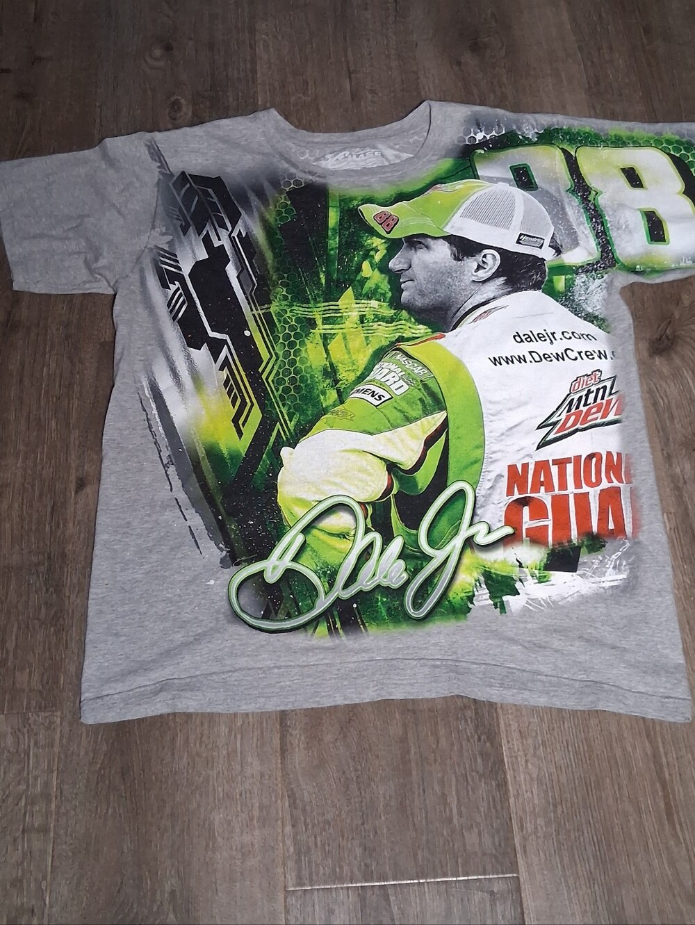 Vintage Dale Earnhardt Jr #88 Mountain Dew NASCAR T-Shirt AOP Gray  Size Med